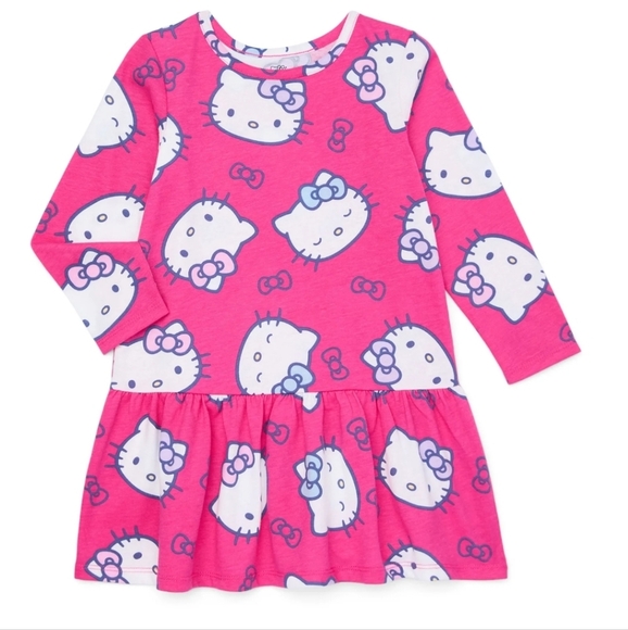 Hello Kitty Other - Hello Kitty Toddler Girls Print Drop Waist Dress with Long Sleeves 12m